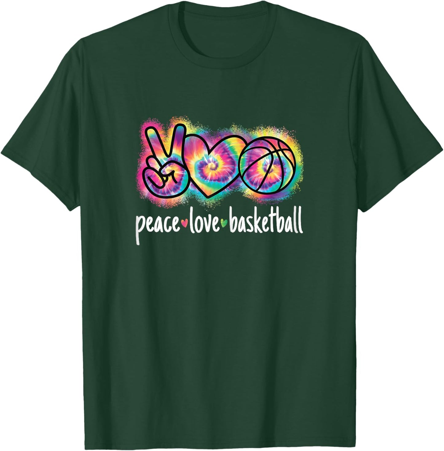 Peace Love Basketball Women Girls Cute Basketball Player T-Shirt - T-Shirt | Forest