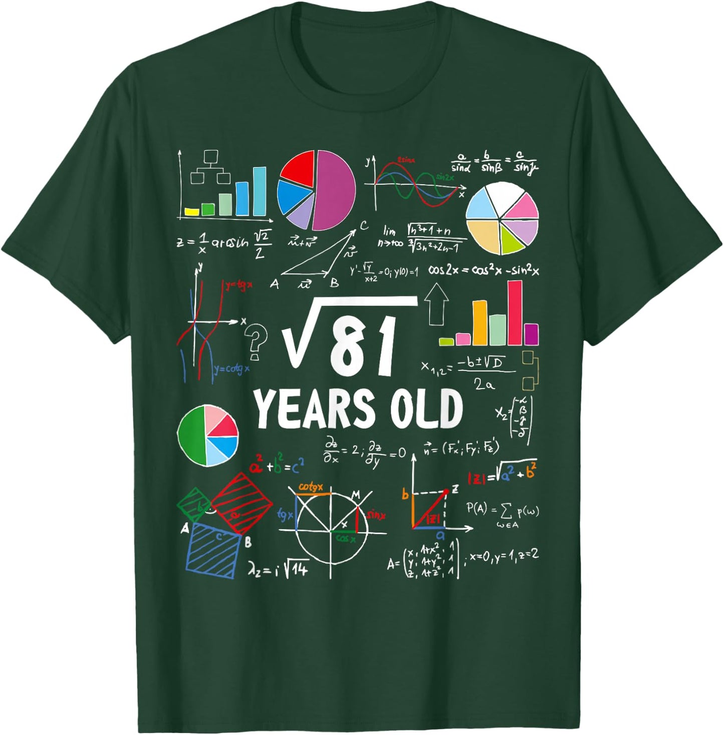 Square Root Of 81 9th Birthday Funny 9 Year Old Math Lover T-Shirt - T-Shirt | Forest
