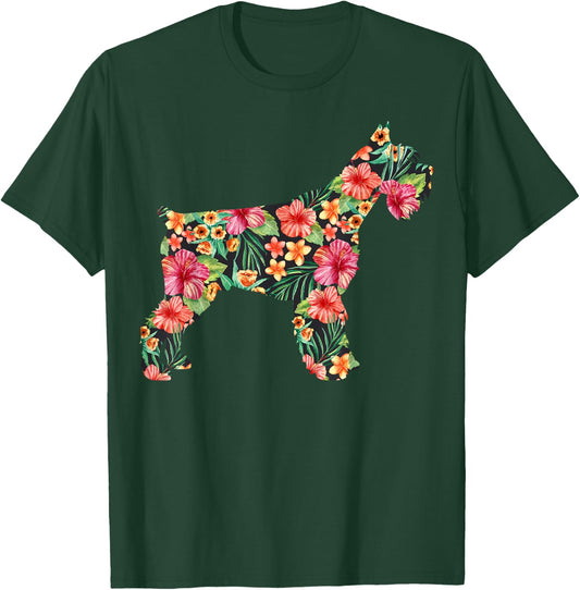 Schnauzer Flower Funny Dog Silhouette Floral Gifts Women T-Shirt - T-Shirt | Forest