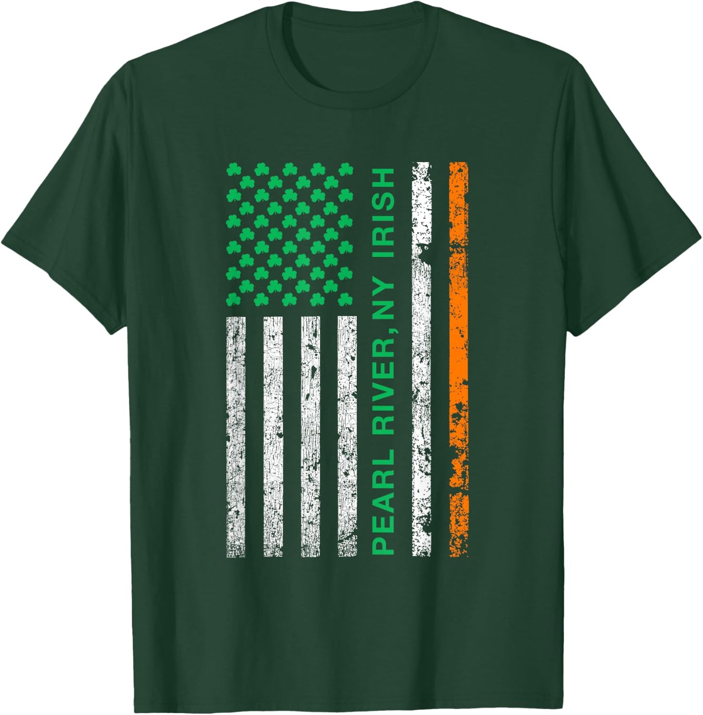 Pearl River New York Irish American Ireland US Flag Women Kids Men T-Shirt - T-Shirt | Forest