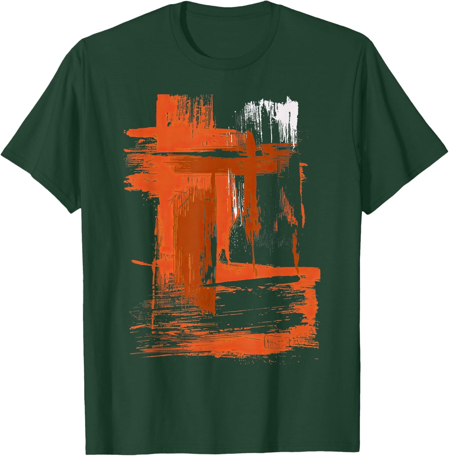 Orange And Black Brushstroke Art T-Shirt - T-Shirt | Forest