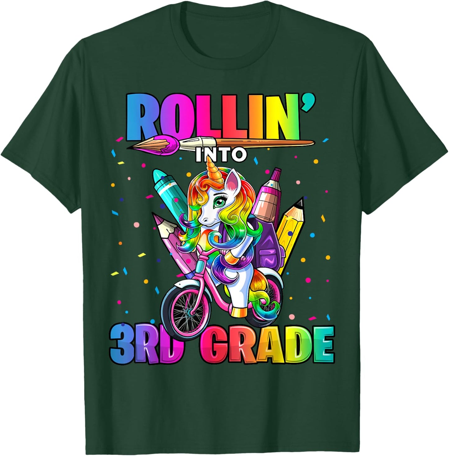3rd Grade Unicorn Back to School First Day of School Girls T-Shirt - T-Shirt | Forest