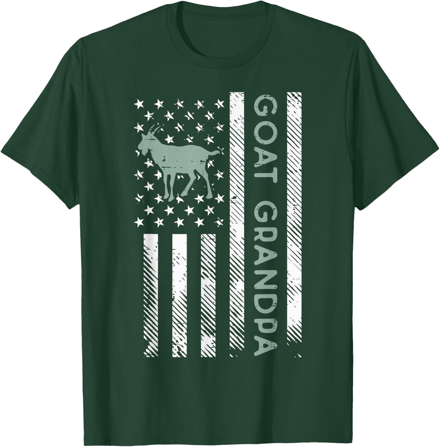 Goat Grandpa US Flag Vintage Patriotic Farm Farmer Papa Men T-Shirt - T-Shirt | Forest