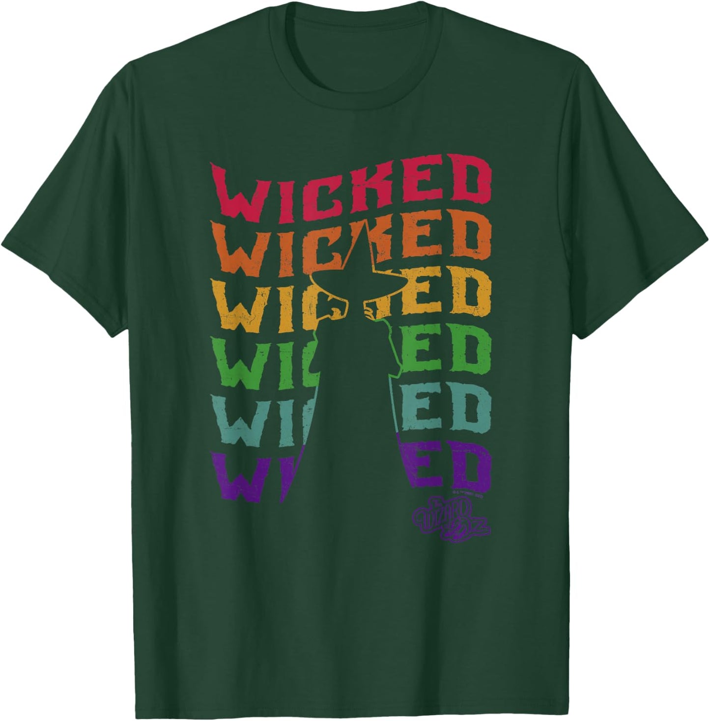 The Wizard of Oz Pride Wicked Witch Rainbow Text Stack T-Shirt - T-Shirt | Forest