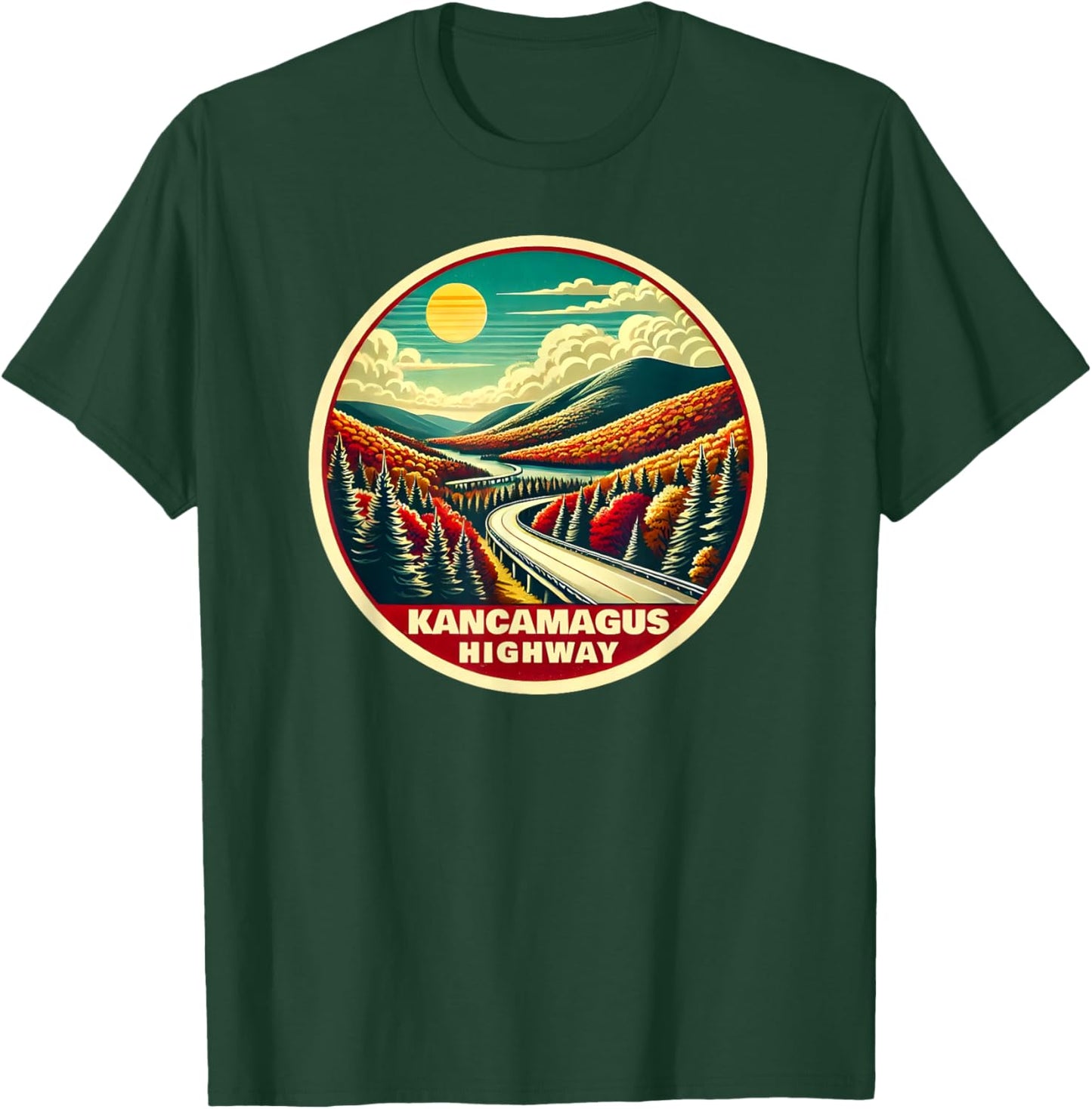 Kancamagus Highway, Scenic Fall Foliage, Retro Vintage T-Shirt - T-Shirt | Forest