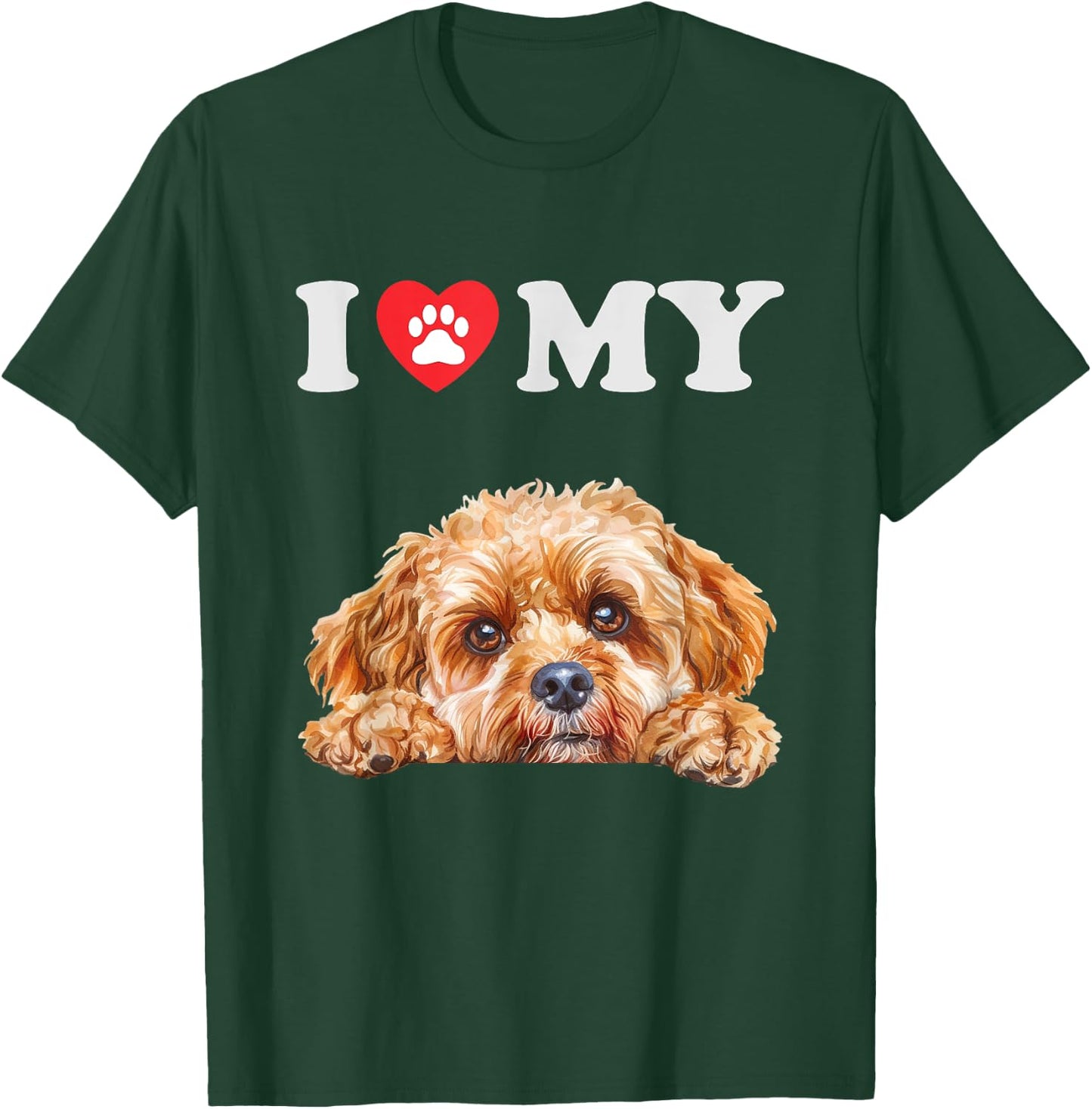 Cavapoo I Heart My Dog Funny Dog Lover Men Women Girls Kids T-Shirt - T-Shirt | Forest
