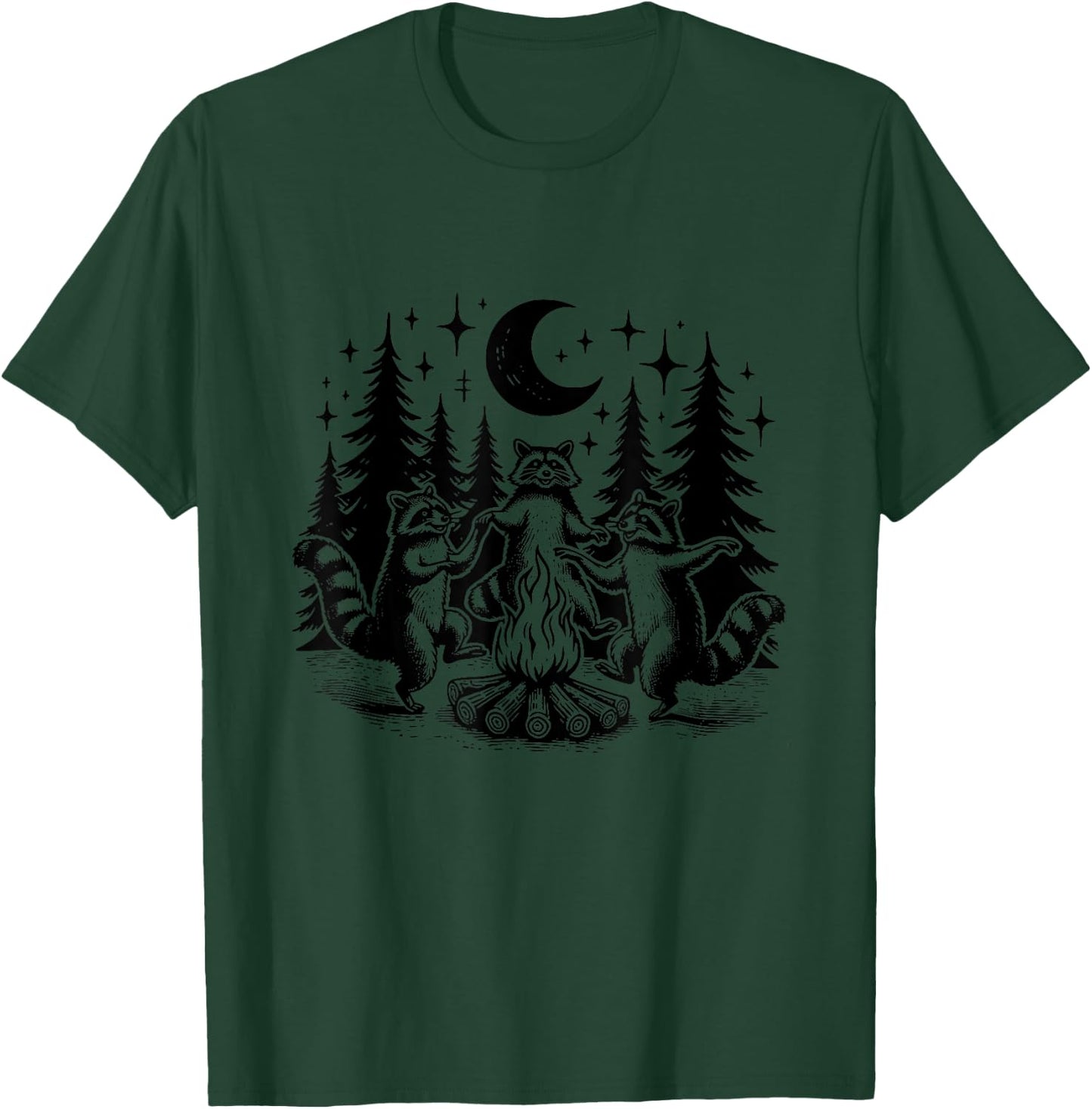 Campfire Vintage Cute Racoon Camping Funny Raccoon T-Shirt - T-Shirt | Forest