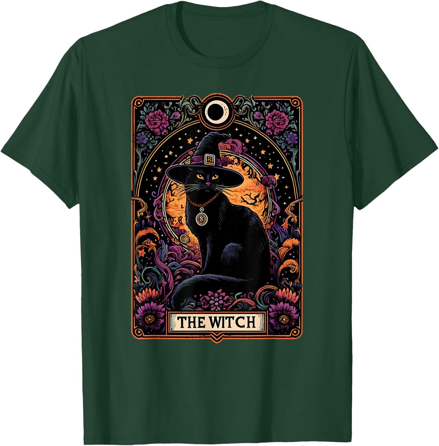 The Witch Cat Tarot Card Halloween Vintage Gothic Women Kids T-Shirt - T-Shirt | Forest