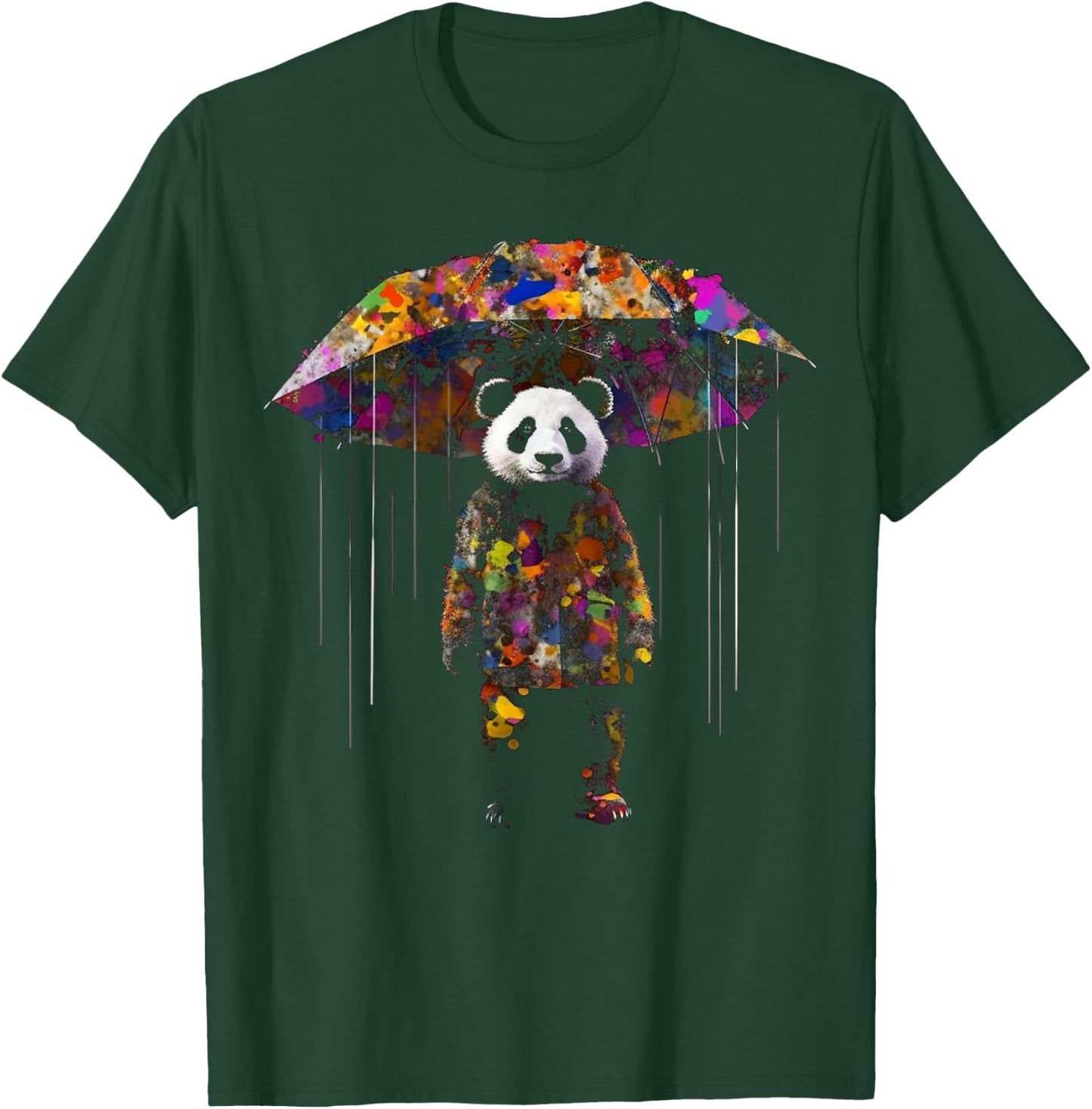 Panda Art Umbrella Colourful - Animal Panda T-Shirt - T-Shirt | Forest
