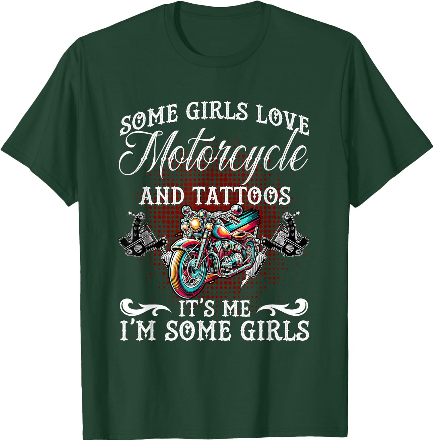 Motorcycle And Tattoos Inked Tattooed Women Ink Tattoo Lady T-Shirt - T-Shirt | Forest