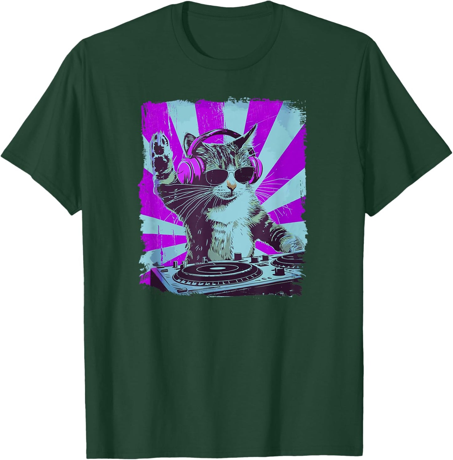 DJ Cat Disco Funny Sound Tech Headphone Techno Music Women T-Shirt - T-Shirt | Forest