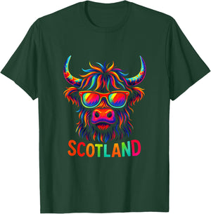 Scotland - Highland Cow Travel Art T-Shirt - T-Shirt | Forest