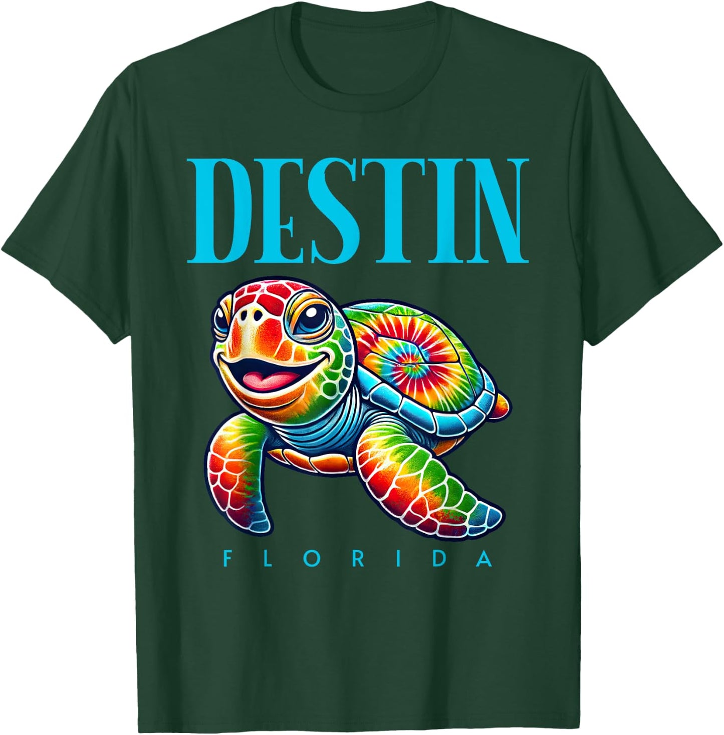 Destin Florida Smiling Tie Dye Sea Turtle T-Shirt - T-Shirt | Forest