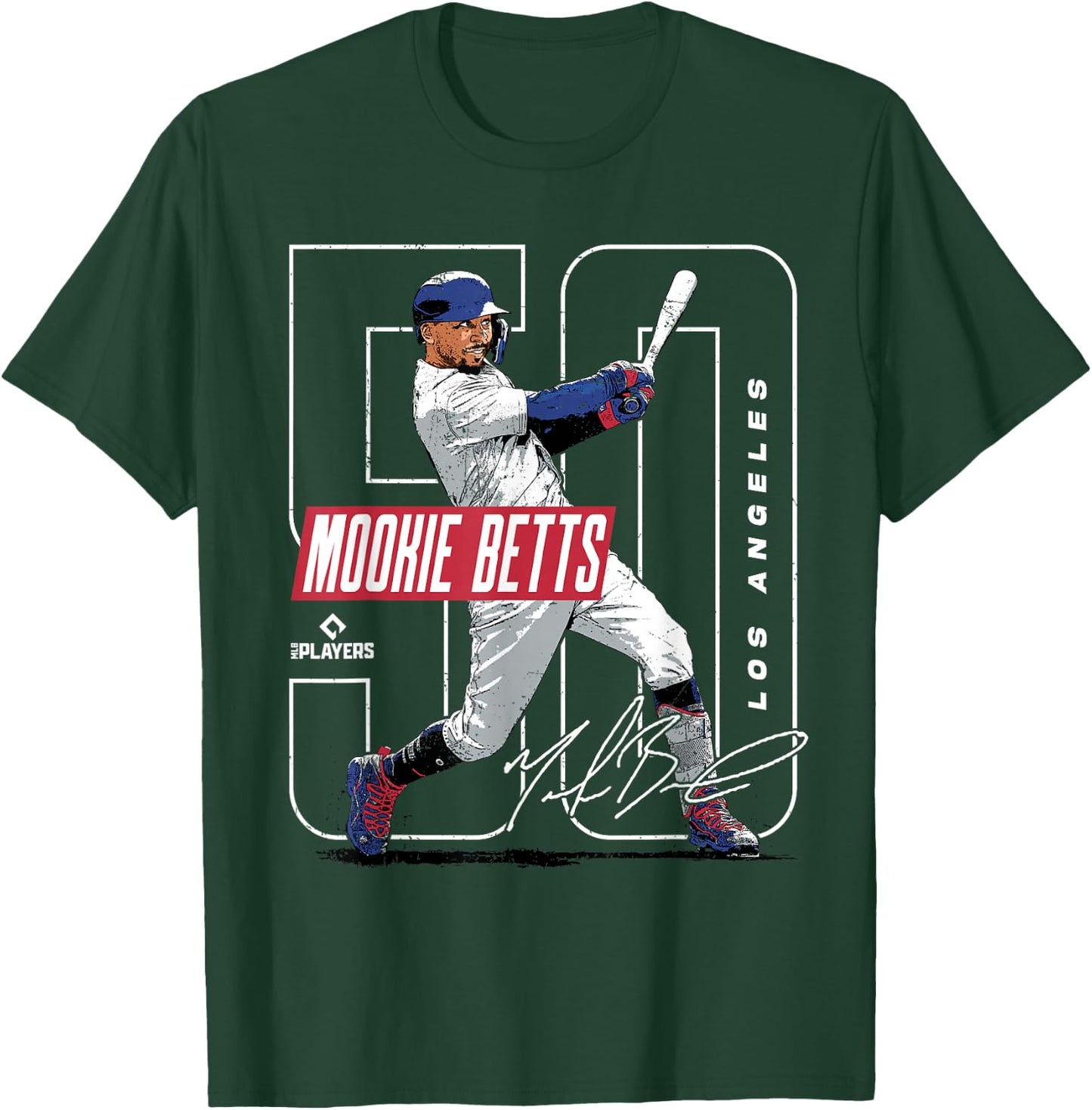 Mookie Betts | Los Angeles Baseball MLB Players | MLBMBE3004 T-Shirt - T-Shirt | Forest