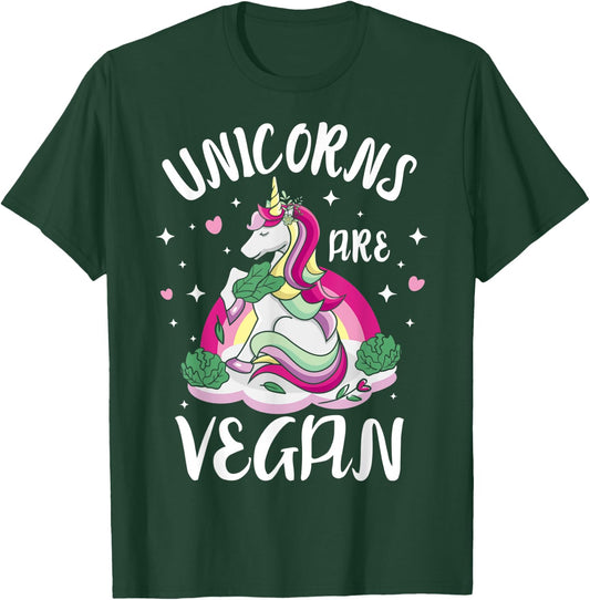 Kawaii Unicorns Are Vegan Vegetarian Design & Women T-Shirt - T-Shirt | Forest