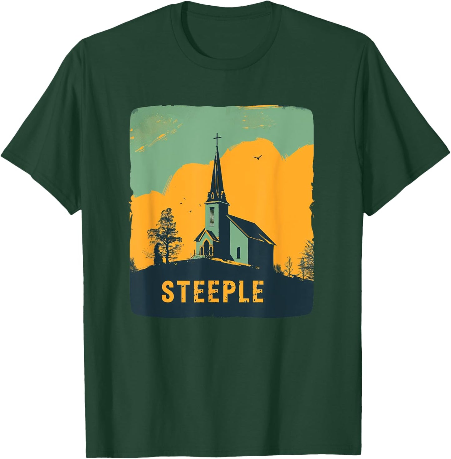 Nice Church with Steeple for Building Lovers T-Shirt - T-Shirt | Forest