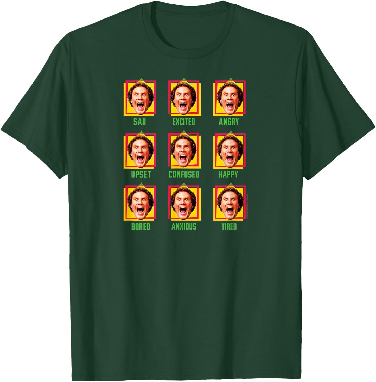 ELF - Buddy Different Faces Christmas Grid T-Shirt - T-Shirt | Forest