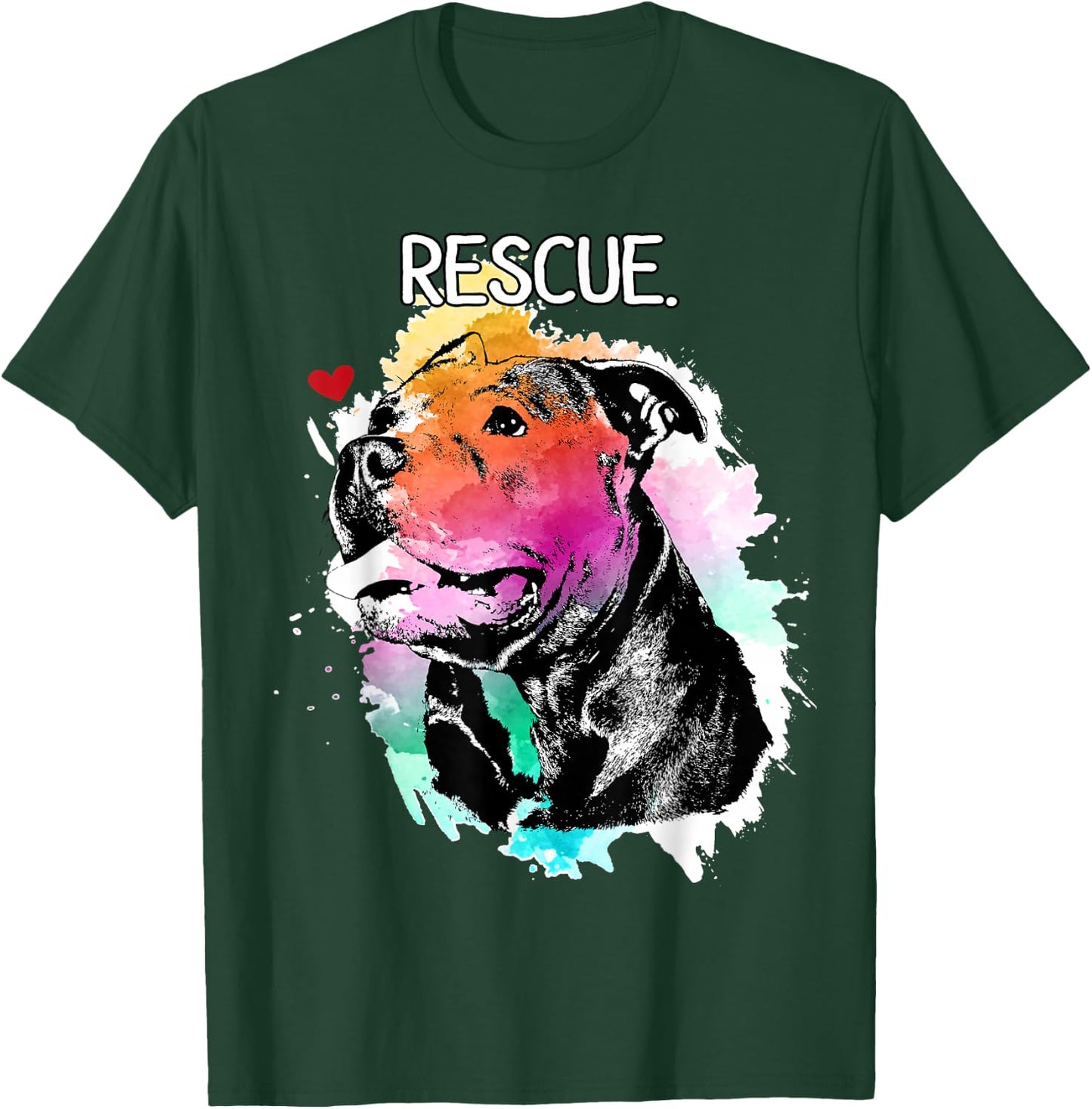 Pitbull Rescue Dog Adopt Don't Shop Watercolor Pittie Mom T-Shirt - T-Shirt | Forest