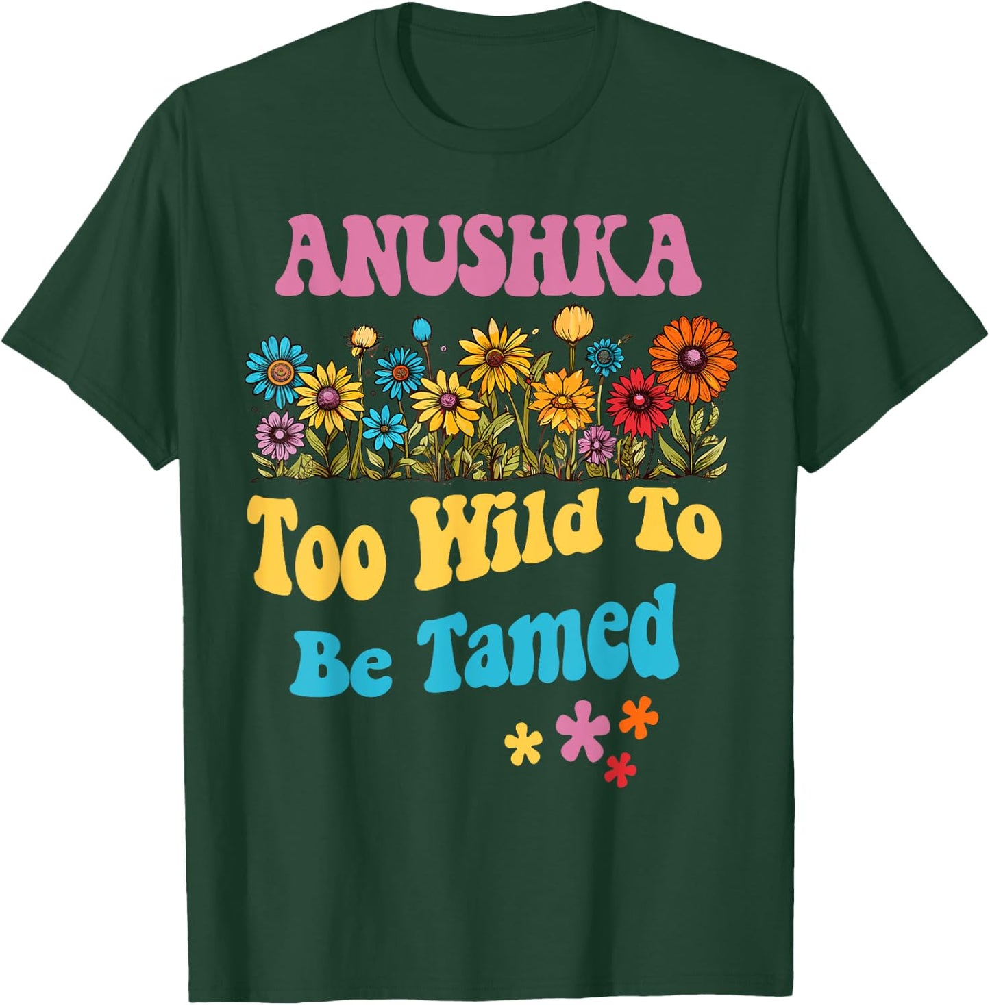 ANUSHKA Name Cute Retro Girls Wildflower ANUSHKA Name T-Shirt - T-Shirt | Forest