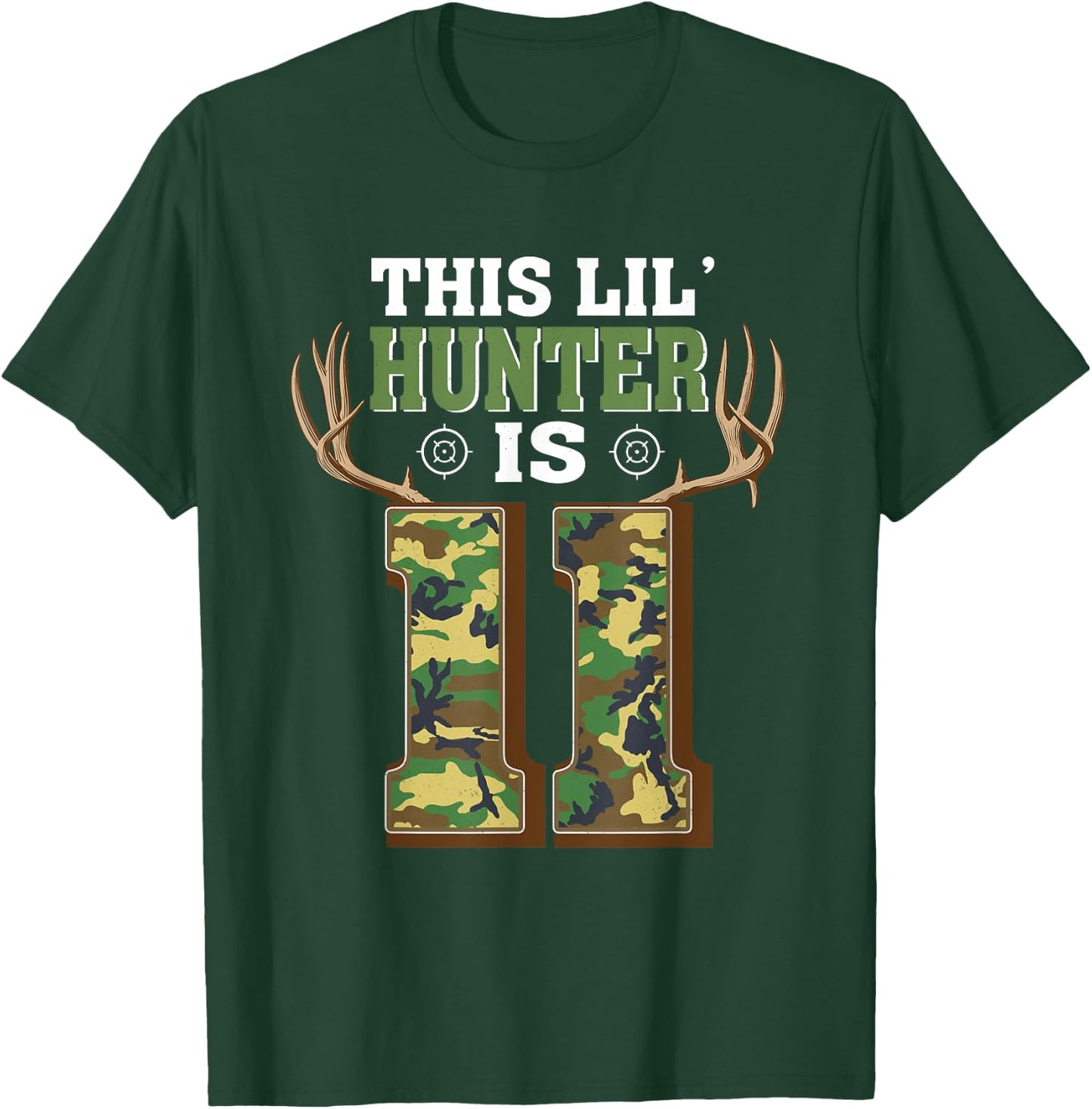 11th Birthday Hunting Deer 11 Year Old Hunter T-Shirt - T-Shirt | Forest