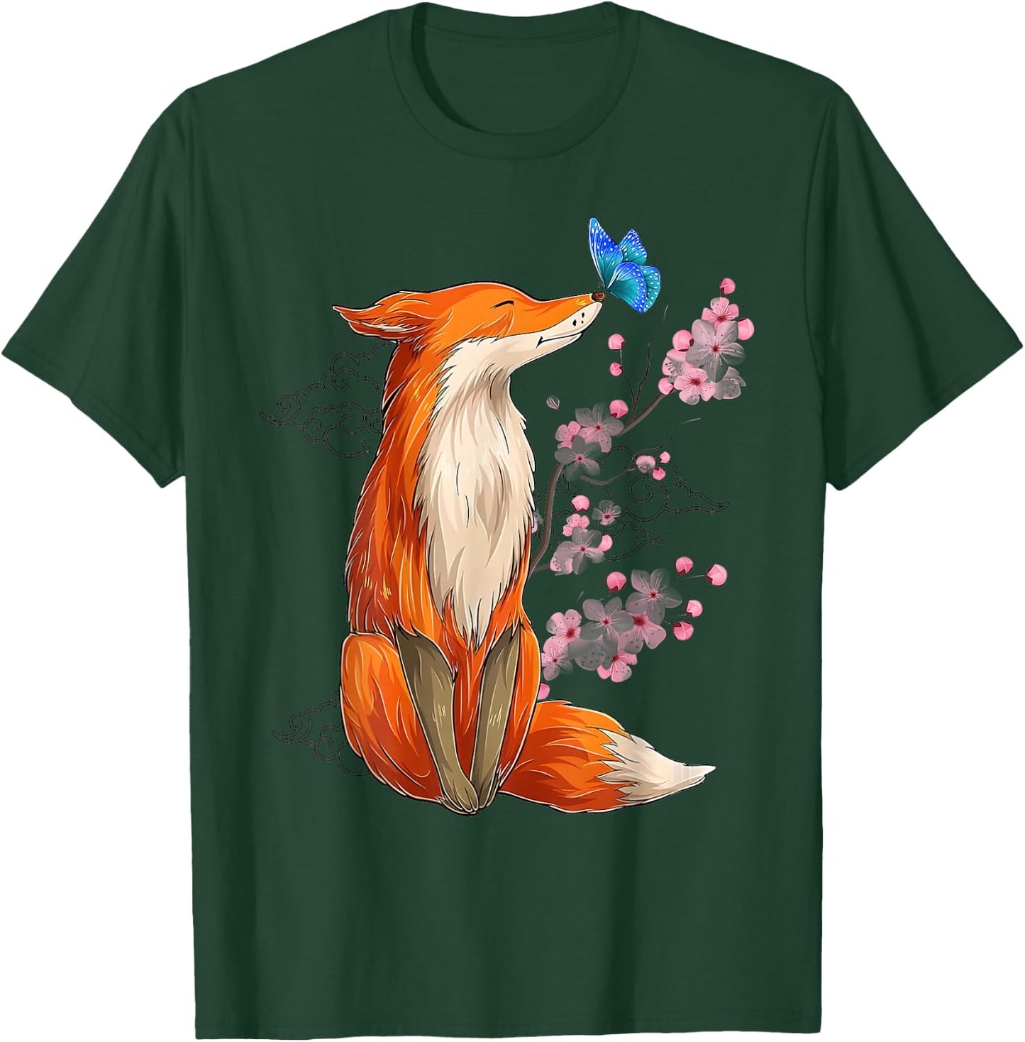 Vintage Japanese Cherry Blossom Fox Sakura Aesthetic Art T-Shirt - T-Shirt | Forest