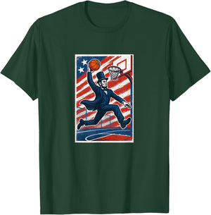 ABE Lincoln SLAM Dunk All-American Basketball T-Shirt - T-Shirt | Forest