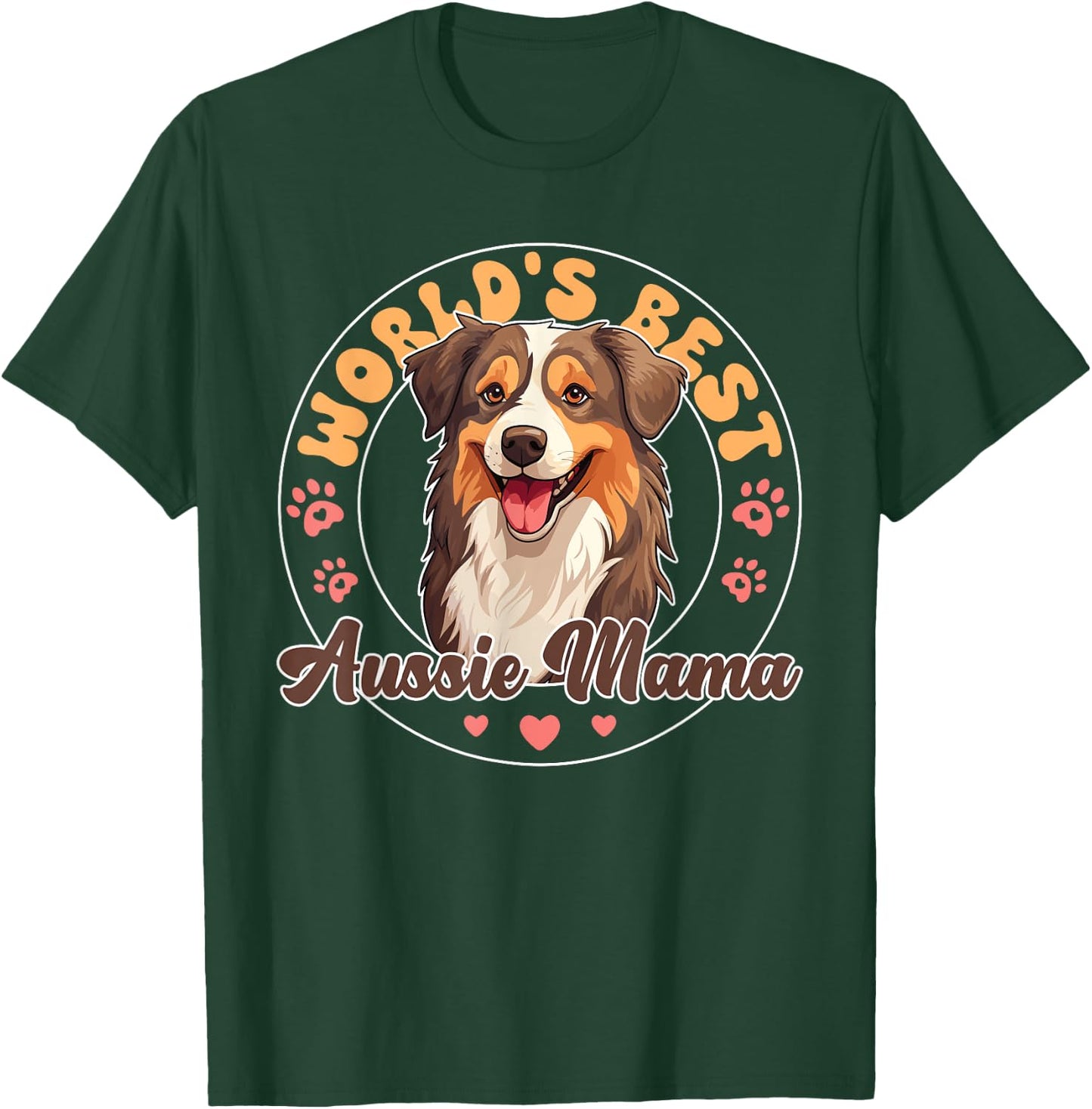 Australian Shepherd Red Tri Dog World's Best Aussie mama Men Women Kids T-Shirt - T-Shirt | Forest