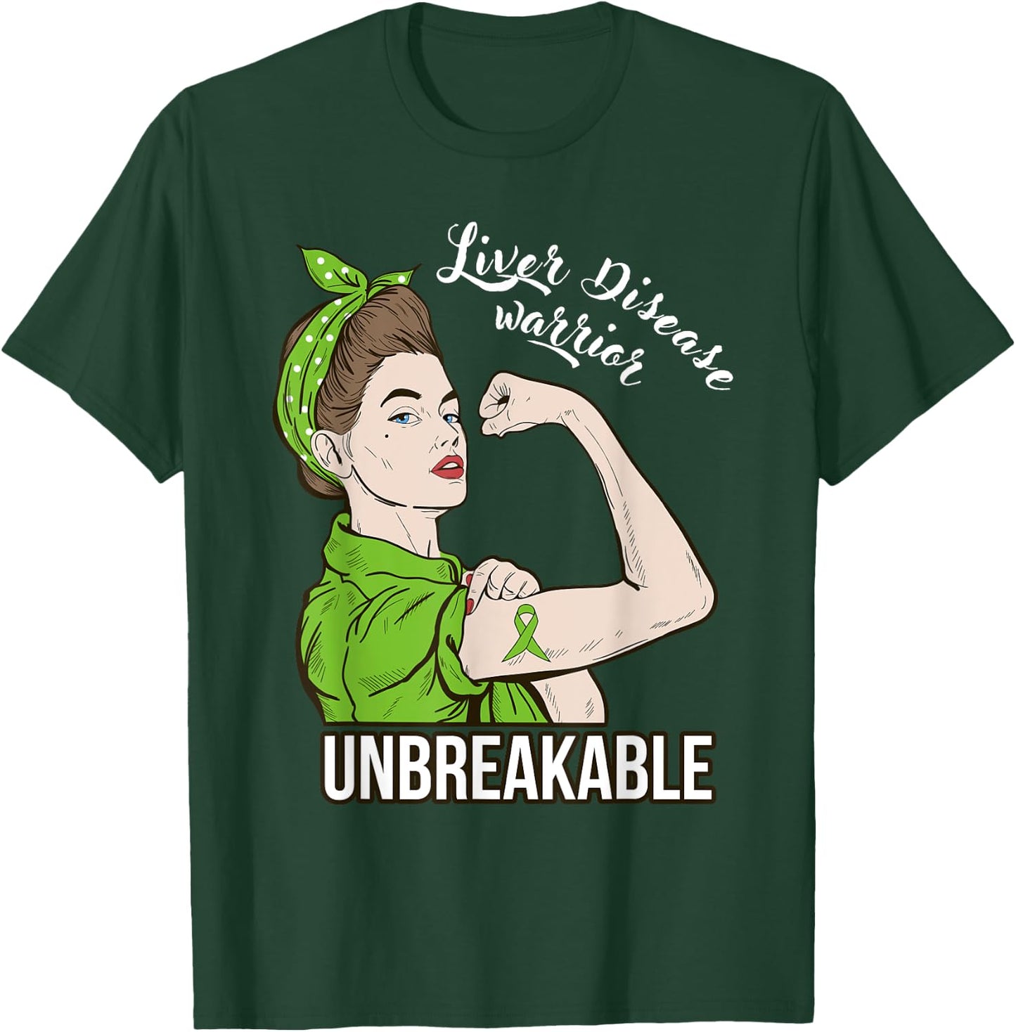 Liver Disease Awareness Warrior Unbreakable Support T-Shirt - T-Shirt | Forest