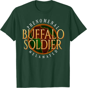 Buffalo Soldier Phenomenal Melanated Legacy Art T-Shirt - T-Shirt | Forest