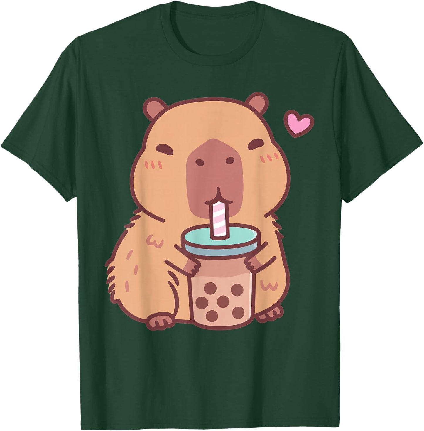 Cute Capybara Kawaii Anime Drinking Bubble Tea Lover Girls T-Shirt - T-Shirt | Forest