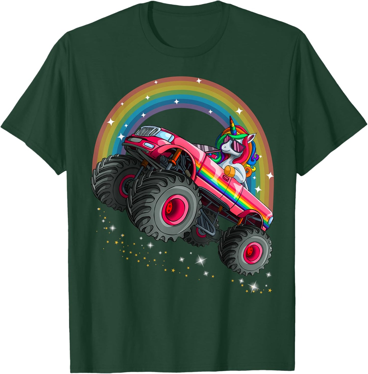 Monster Truck Unicorn Birthday Shirt Magical Party Girl Gift T-Shirt - T-Shirt | Forest