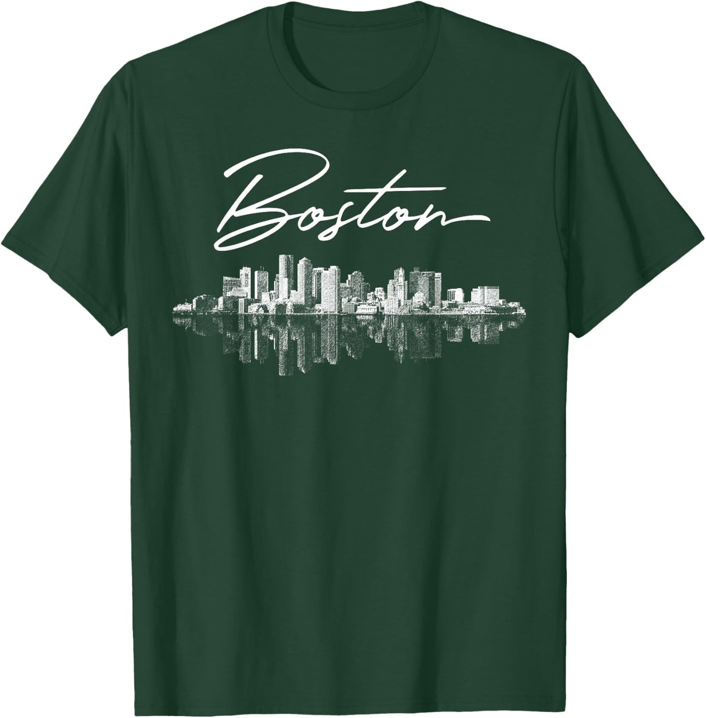 Boston Skyline Men Girls & Boys T-Shirt - T-Shirt | Forest