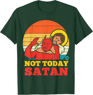 Vintage Jesus Shirt NOT TODAY SATAN Jesus vs Satan T-Shirt - T-Shirt | Forest