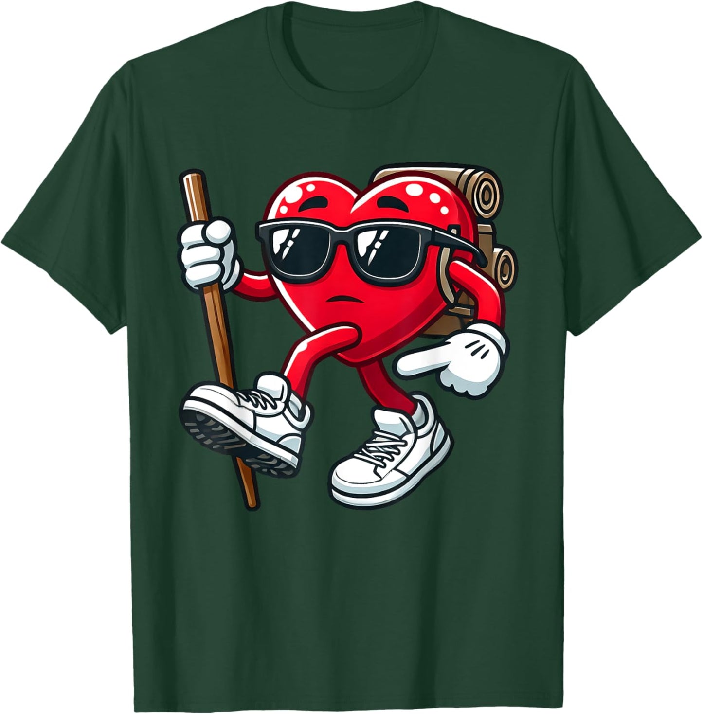 Cute Valentine's Day Hiking Heart Toddler Kids February 14th T-Shirt - T-Shirt | Forest
