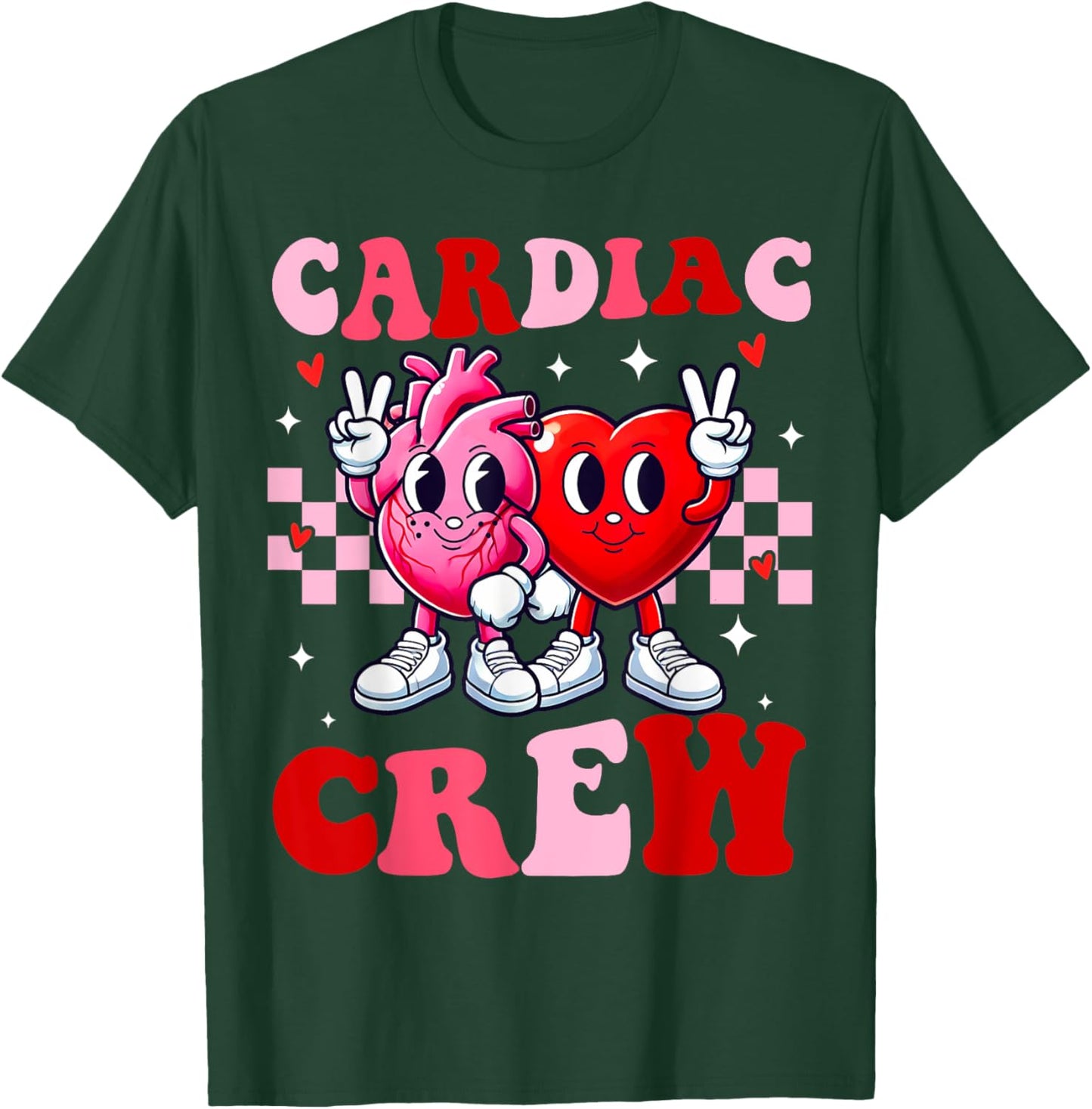 Retro Cardiac Crew Nurse Valentine's Day for Cardiac Nurses T-Shirt - T-Shirt | Forest