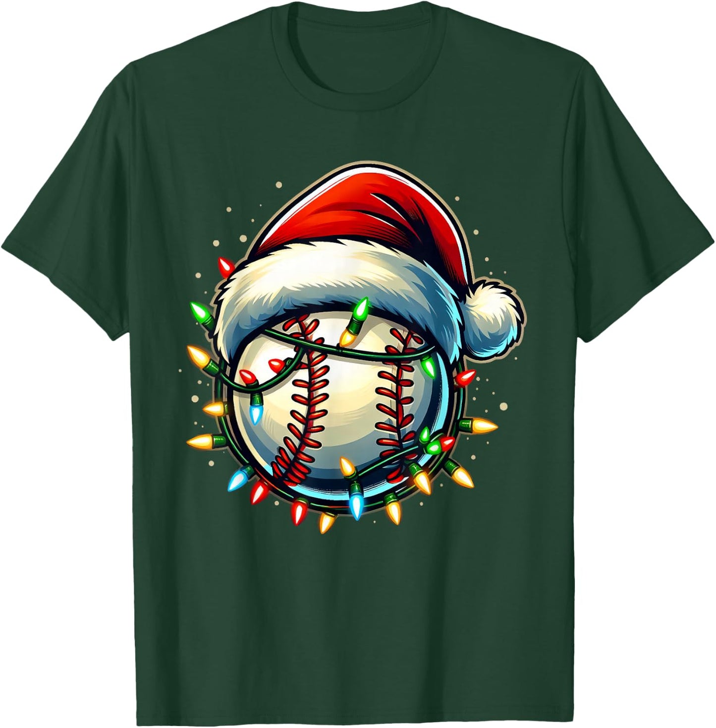Christmas Baseball Xmas Santa Baseball Lover Boys Girls Kids T-Shirt - T-Shirt | Forest