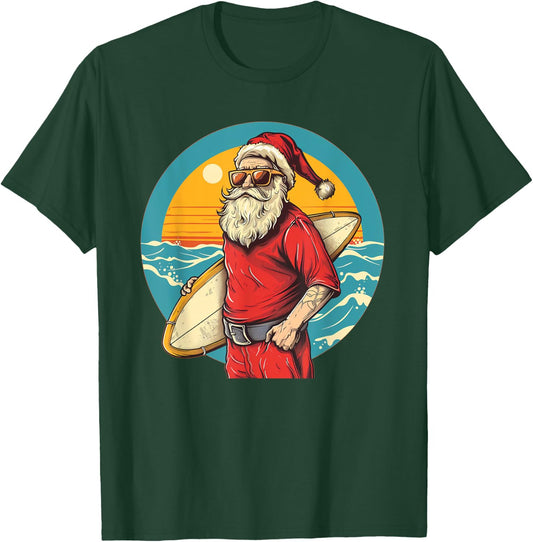 Nice surfing Santa Costume for Surfboards and Beach Lovers Men Women Kids T-Shirt - T-Shirt | Forest