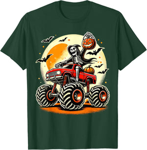 Monster Truck Lover Skeleton Halloween T-Shirt - T-Shirt | Forest