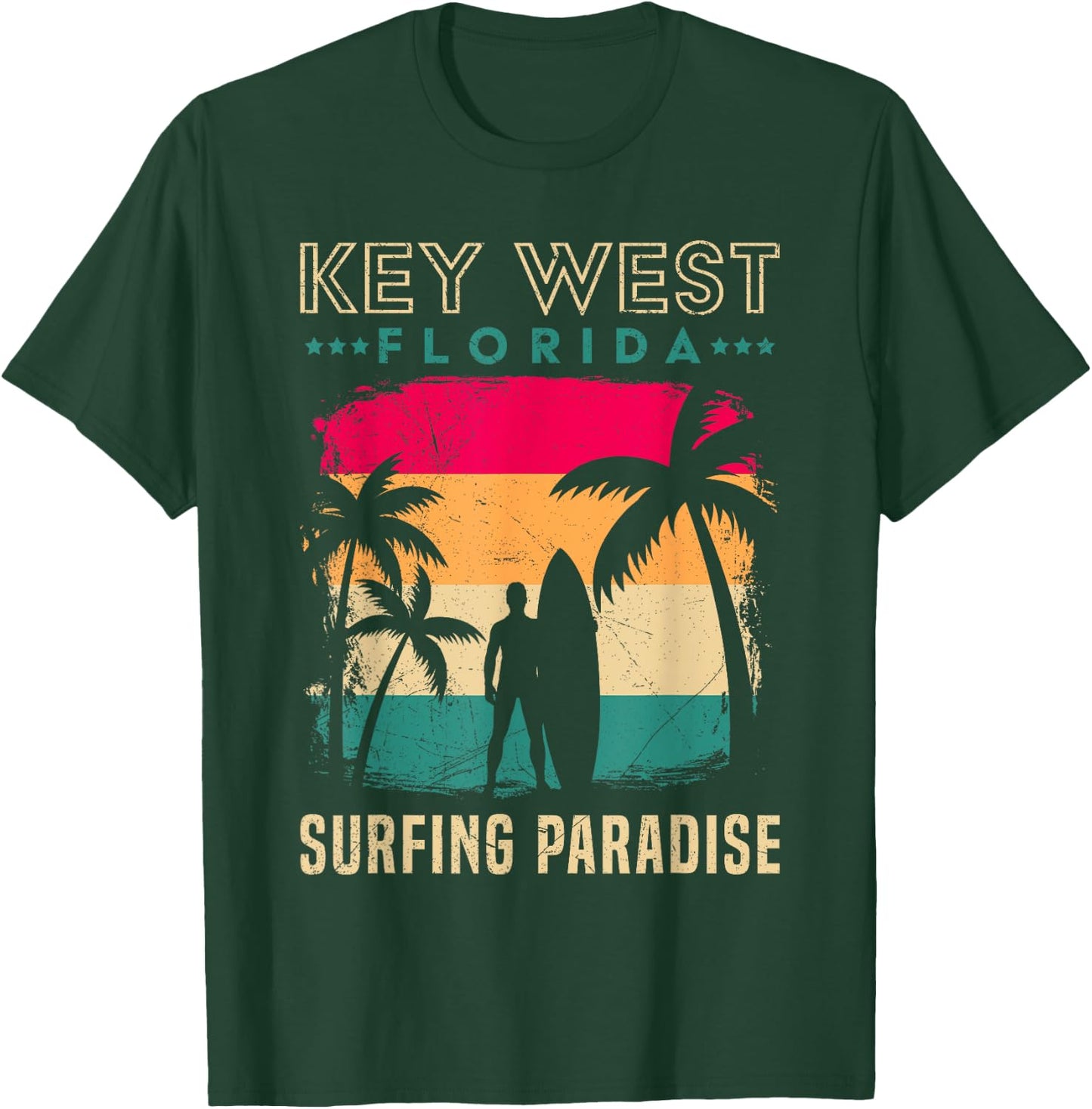 KEY-WEST FLORIDA SURFING PARADISE Vintage West Keys T-Shirt - T-Shirt | Forest