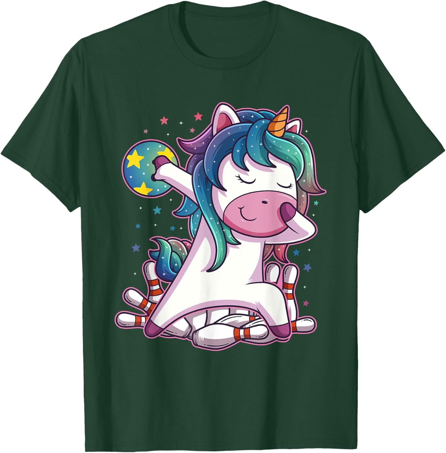 Polka Dot Unicorn Bowling Birthday Party for Girls T-Shirt - T-Shirt | Forest