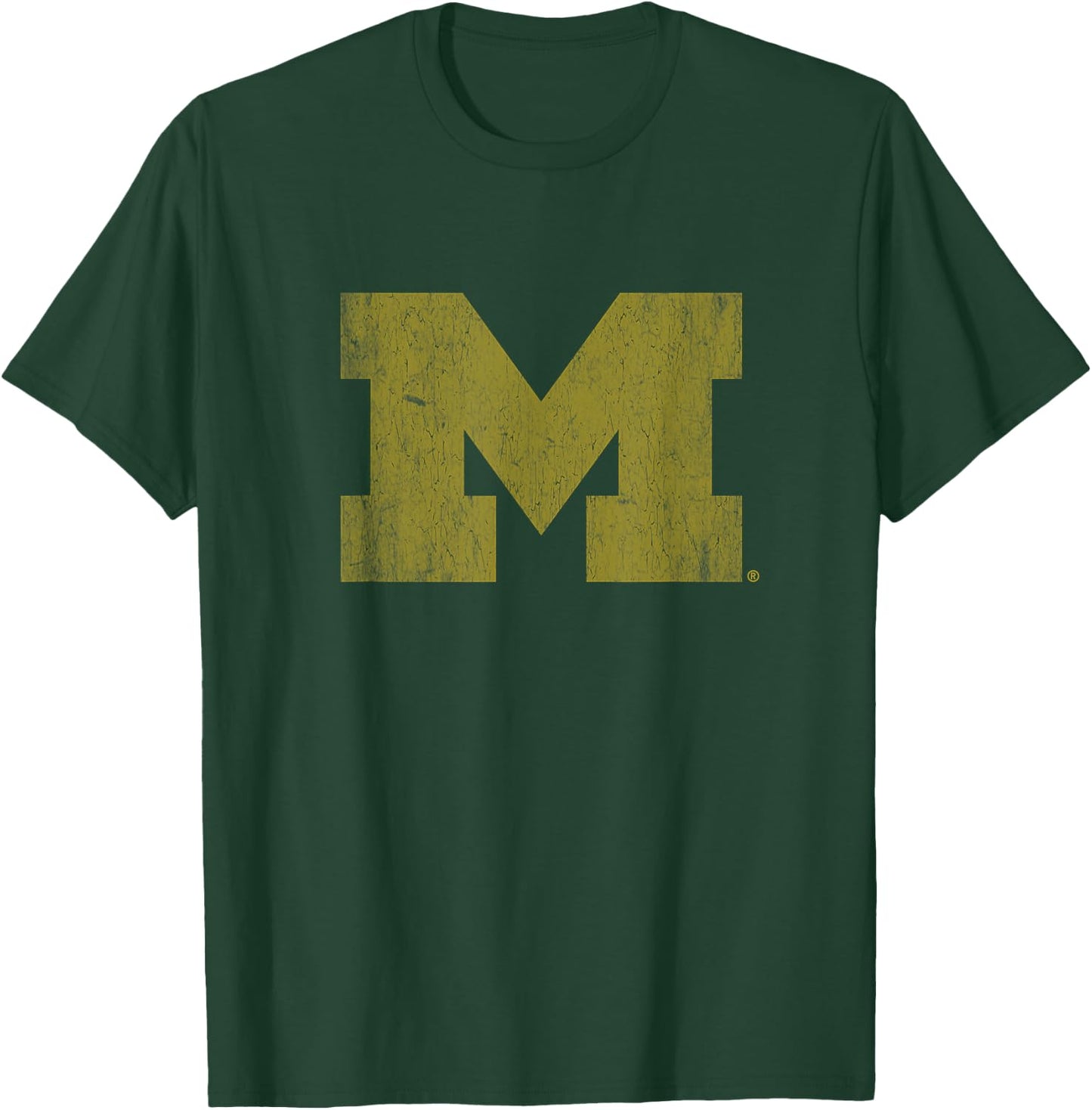 University of Michigan Wolverines U of M Simple Distressed T-Shirt - T-Shirt | Forest