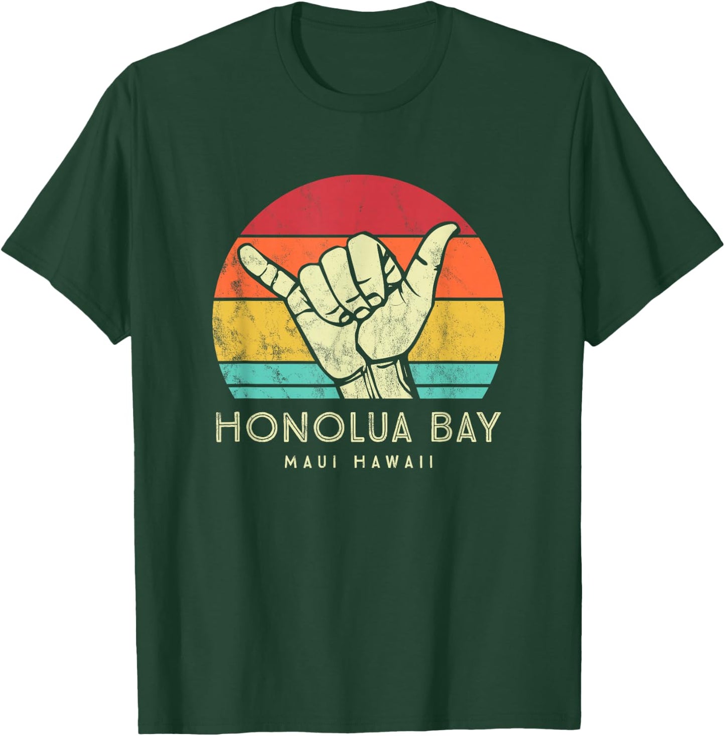 Honolua Bay Shaka. Surf hand retro hawaiian T-Shirt - T-Shirt | Forest