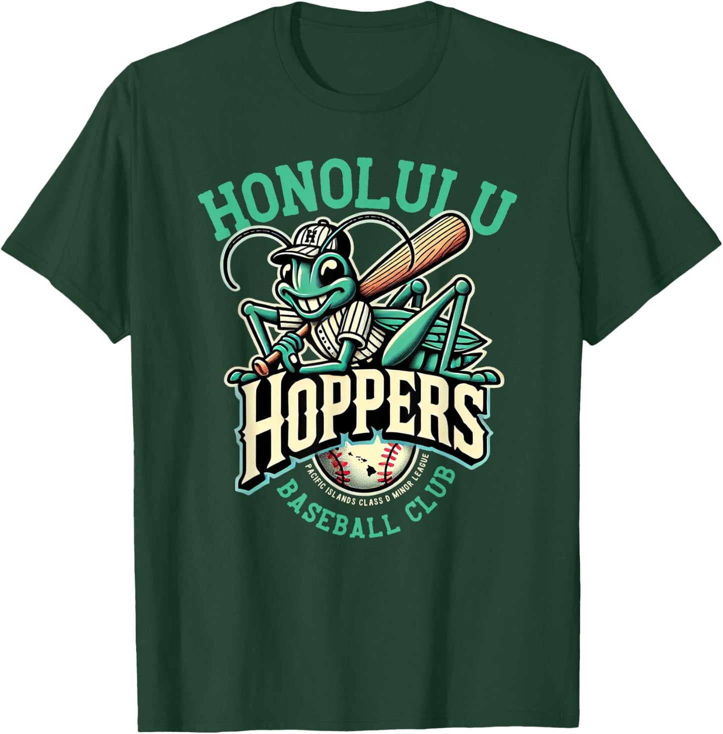 Honolulu Hoppers Retro Minor League Baseball Team T-Shirt - T-Shirt | Forest