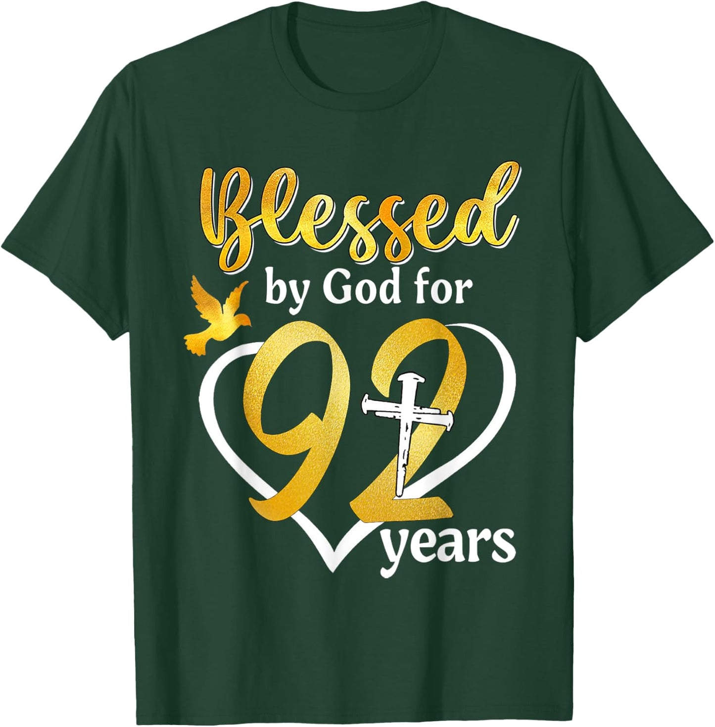 Blessed By God For 92 Years Old 92nd Birthday Party Women T-Shirt - T-Shirt | Forest