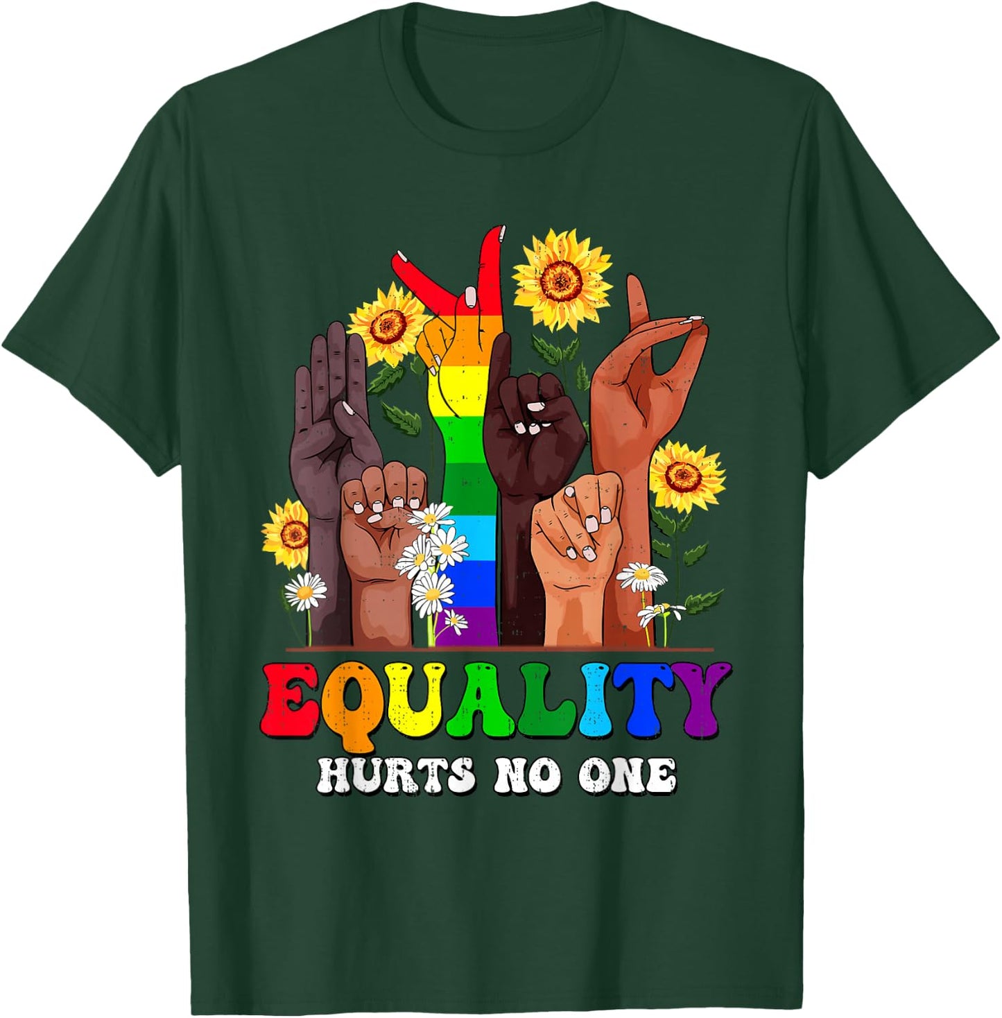 Equality Human Rights Rainbow LGBT Gay Pride Ally Men Women T-Shirt - T-Shirt | Forest