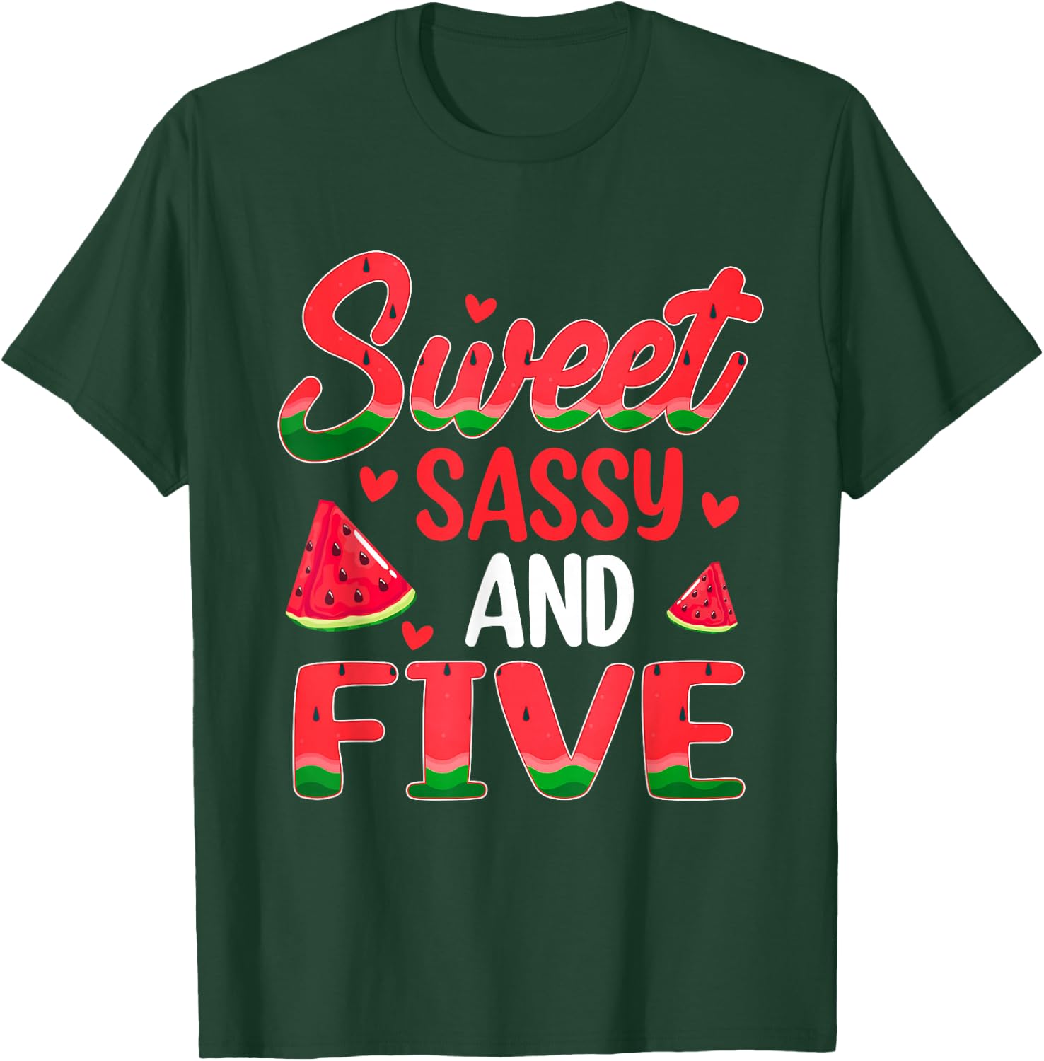 Sweet Sassy and Five Watermelon Theme 5th Bday Party T-Shirt - T-Shirt | Forest