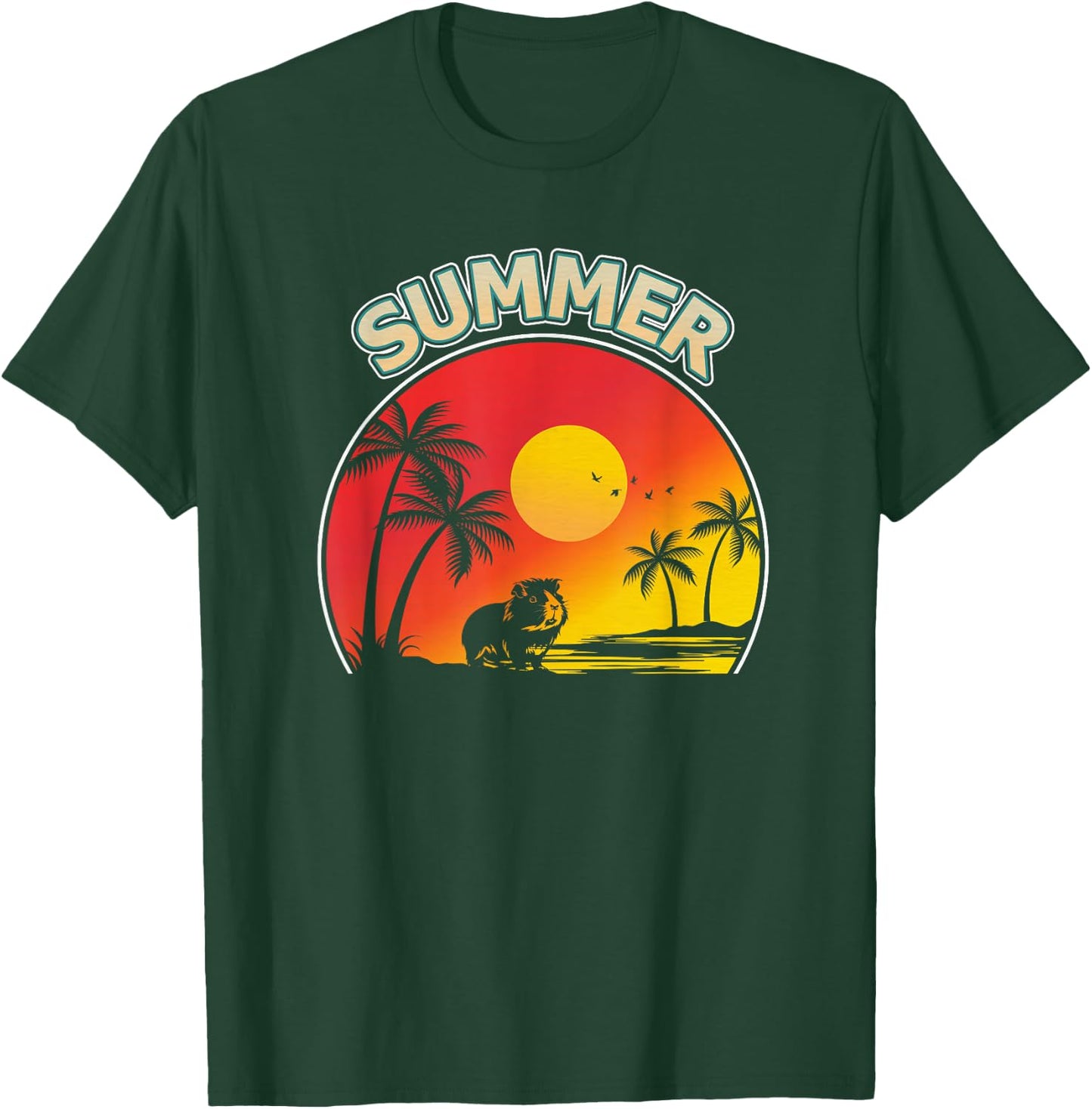 Palm Tree With Guinea Pig Beach Holiday Summer Vacation Women Kids T-Shirt - T-Shirt | Forest