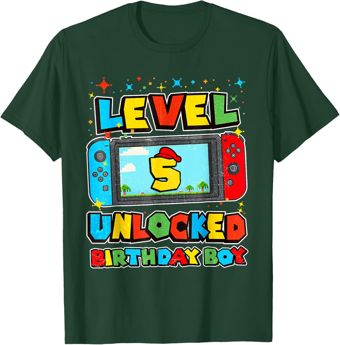 Level 5 Unlocked Birthday Boy Happy 5th Birthday Videos Game T-Shirt - T-Shirt | Forest