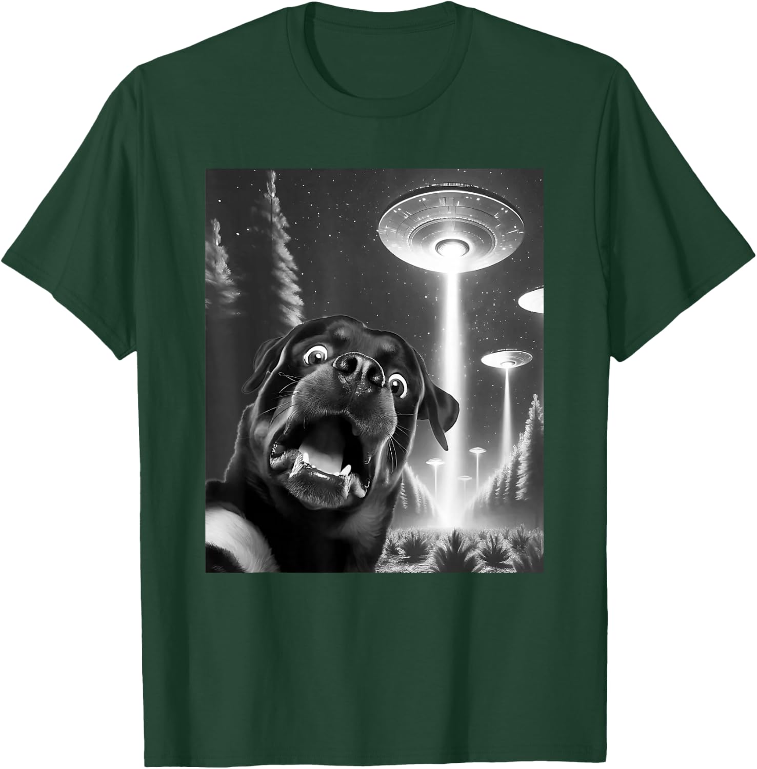 Funny Rottweiler Alien UFO Taking a Selfie Dog Mom Dad Men Women Kids T-Shirt - T-Shirt | Forest