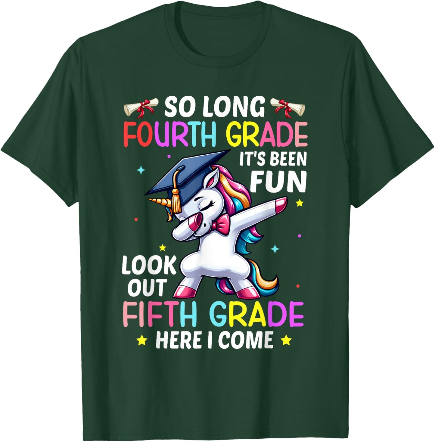 So Long 4th Grade 5th Grade Here I Come Unicorn Graduation T-Shirt - T-Shirt | Forest